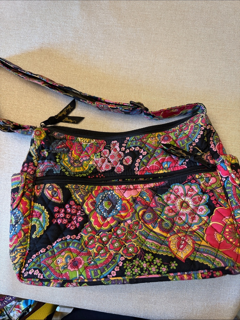 Vera Bradley Black Multicolor Quilted Crossbody Bag